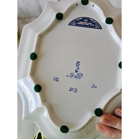 Koninklijke porcelain blue delft parakeet bird platter‎ plate unique - Picture 7 of 7